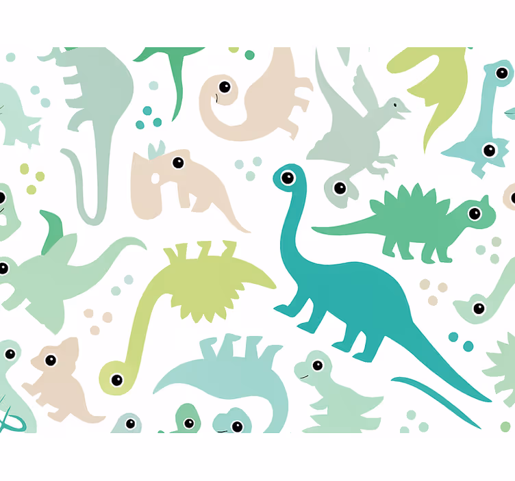 Behang kinderkamer kleurrijke eenvoudige dinosaurus - TenStickers