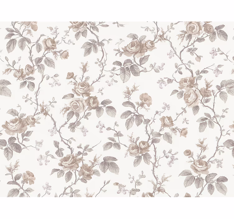 Behang hoofd slaapkamer vintage franse bloemen - TenStickers