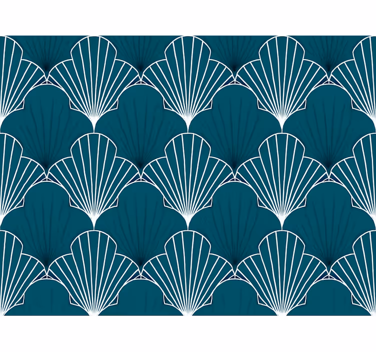 Abstract behang modern teal scallop fan - TenStickers