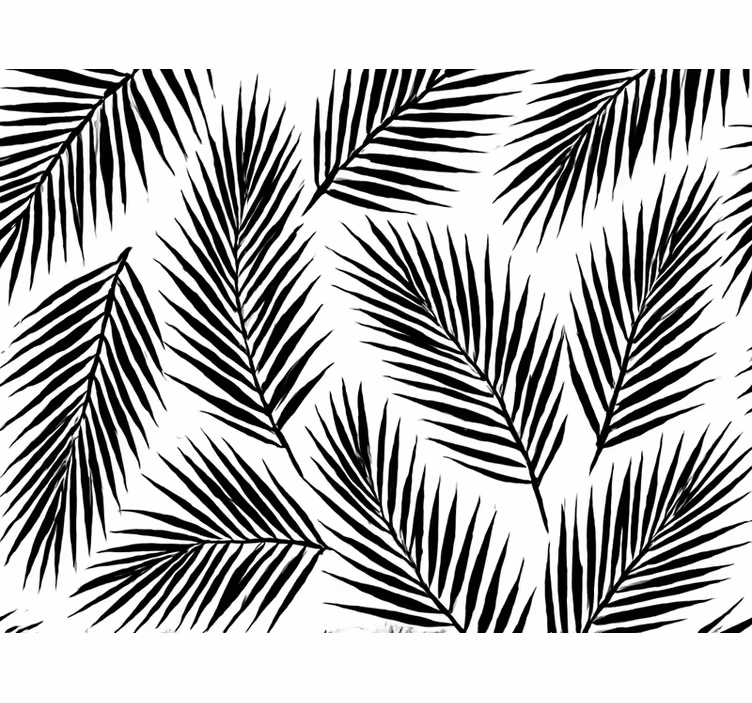 Behang bladeren zwarte palm silhouetten - TenStickers