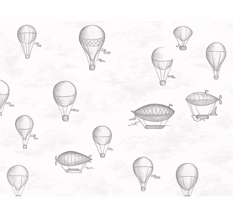 Klassiek behang vintage luchten & luchtballonnen - TenStickers