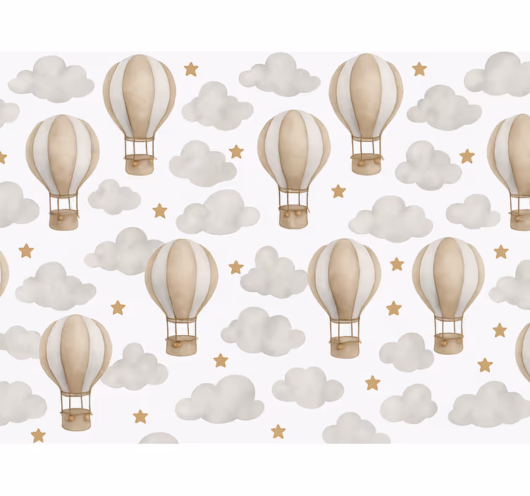 Babykamer behang sterrenballonnen aarde - TenStickers