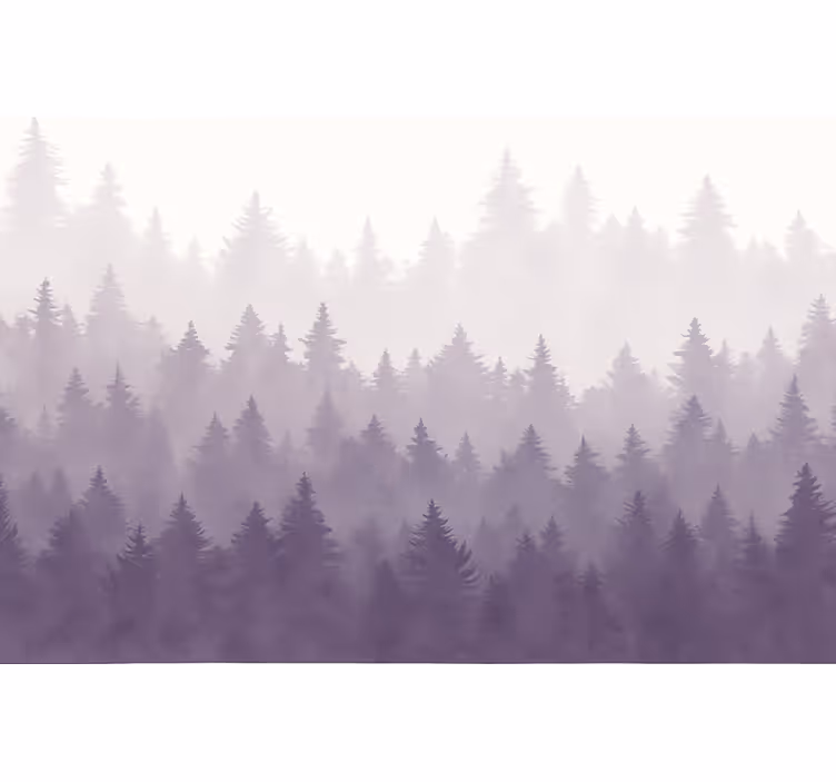 Landschap behang paarse mist bos - TenStickers