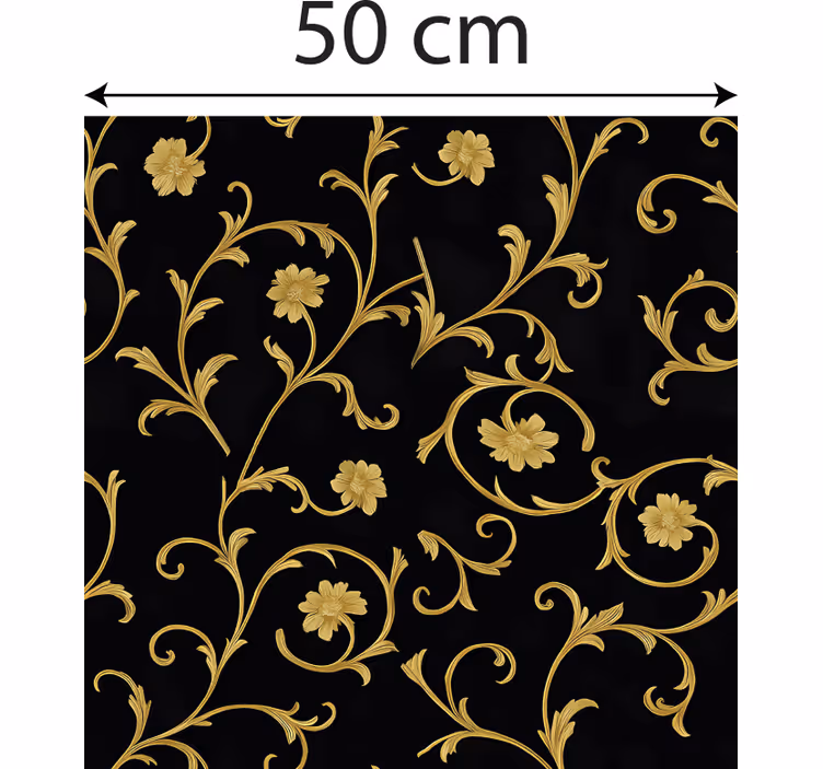 Behang barok gouden scroll middernacht noir - TenStickers