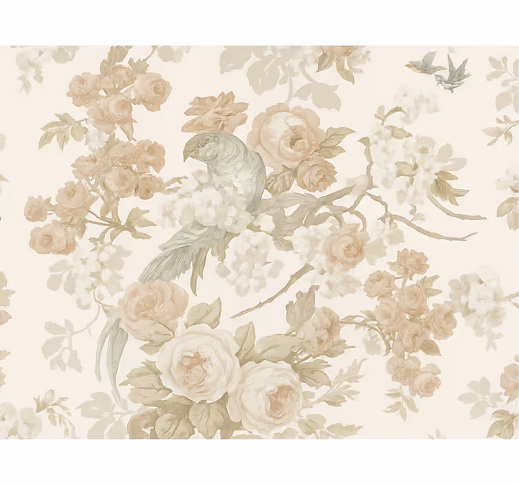 Behang hoofd slaapkamer vintage bloemmotief - TenStickers