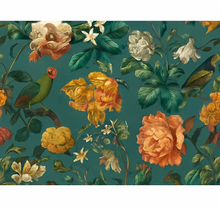 Behang hoofd slaapkamer donker bloemmotief - TenStickers