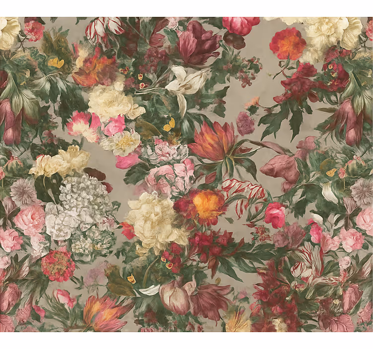 Behang hoofd slaapkamer vintage bloemen - TenStickers