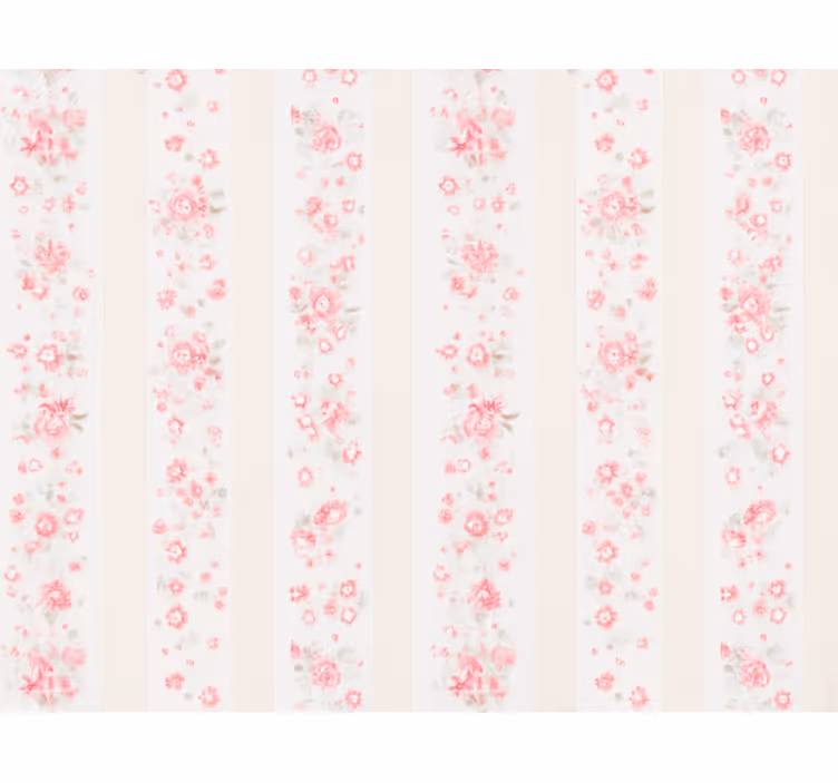 Behang kinderkamer roze retro bloemen strepen - TenStickers