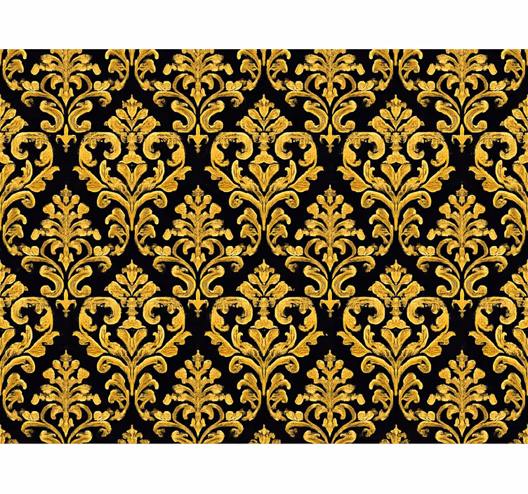 Behang hoofd slaapkamer gouden motief op zwarte achtergrond - TenStickers
