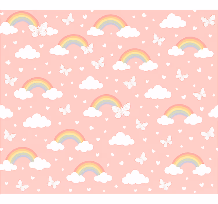 Behang kinderkamer roze kinderen regenboog ontwerp - TenStickers