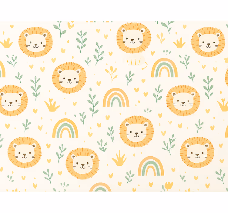 Behang kinderkamer regenboog en leeuwen design - TenStickers