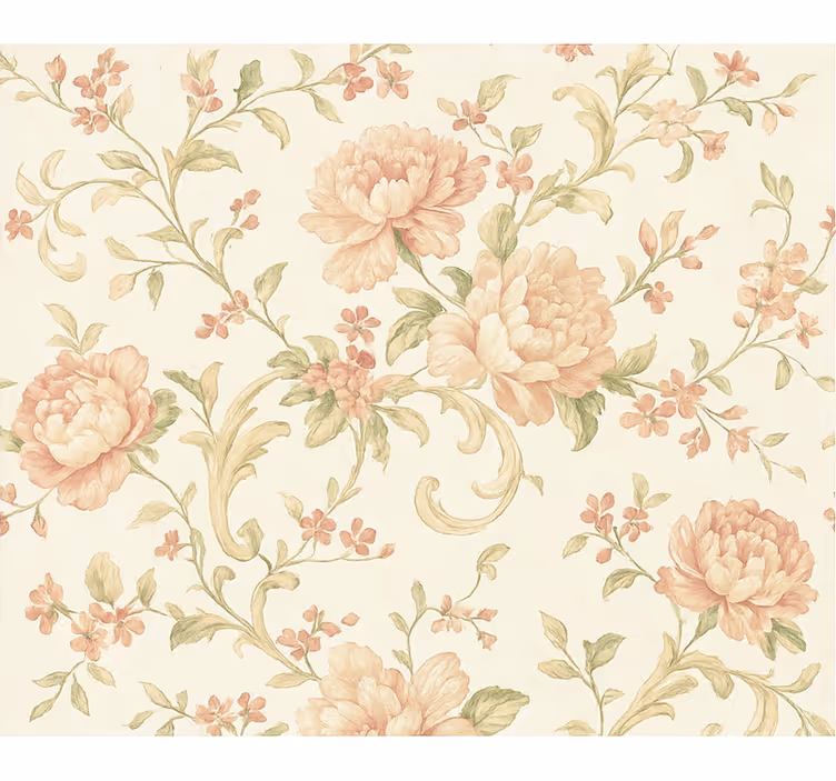 Behang hoofd slaapkamer lichtroze vintage bloemenpatroon - TenStickers