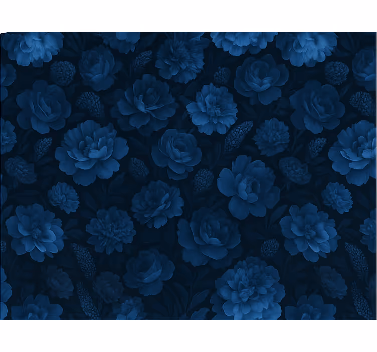 Behang hoofd slaapkamer donkerblauw mysterieus bloemenmotief - TenStickers