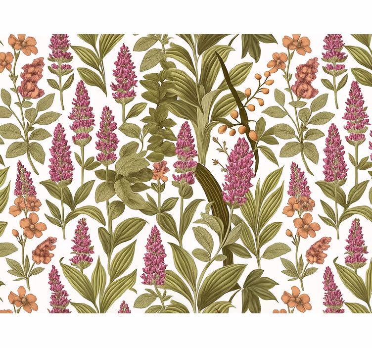 Behang hoofd slaapkamer kleurrijk botanisch patroon - TenStickers