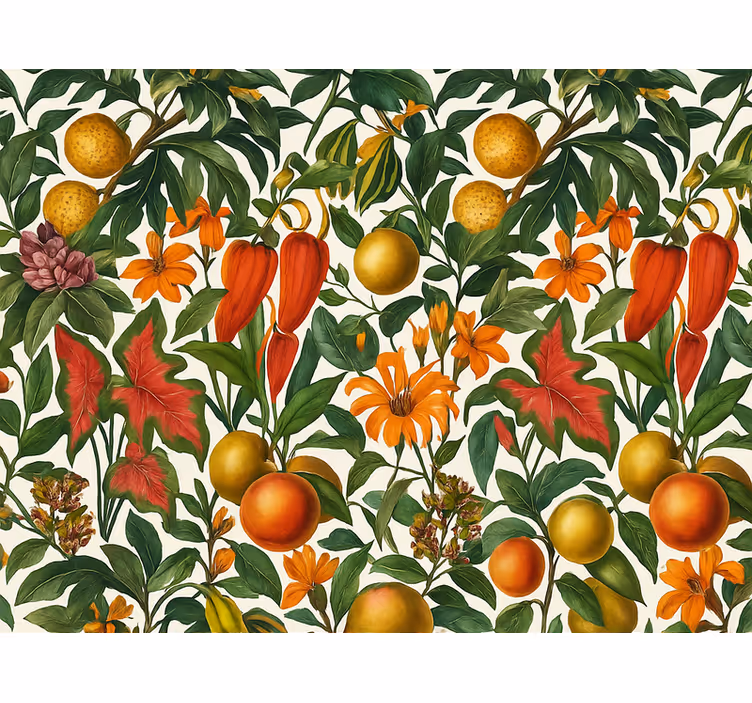 Woonkamer behang kleurrijk exotisch motief - TenStickers