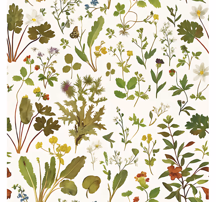 Behang hoofd slaapkamer botanisch ontwerp op witte achtergrond - TenStickers