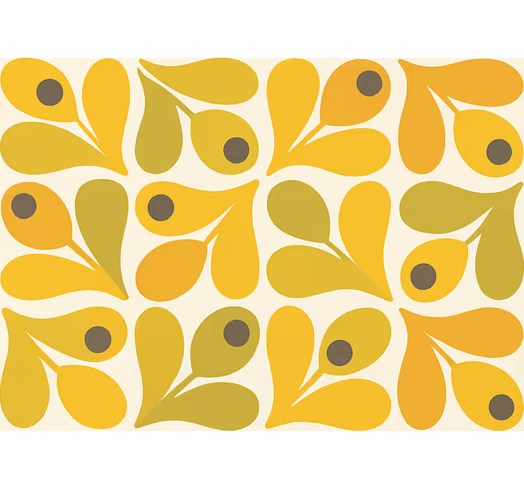 Woonkamer behang retro gele geometrische patronen - TenStickers