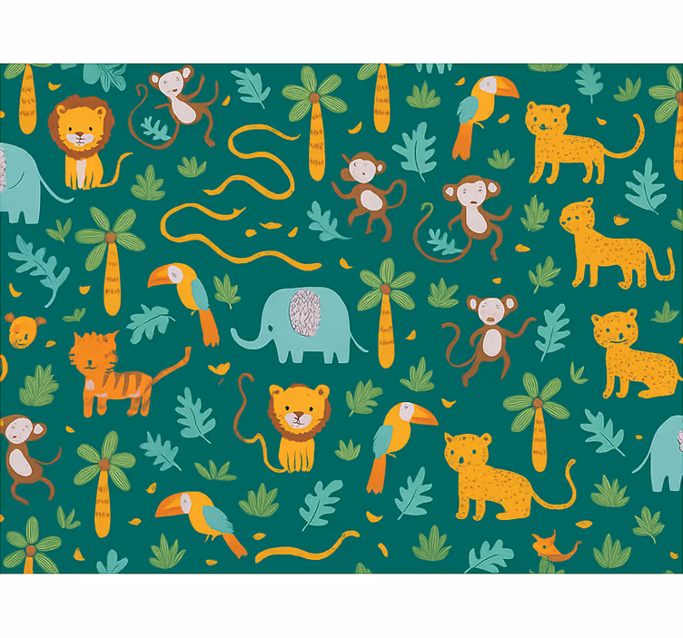 Behang kinderkamer schattig eenvoudig jungledesign - TenStickers
