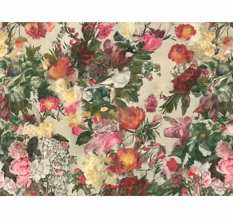 Behang hoofd slaapkamer vintage bloemen schilderij ontwerp - TenStickers