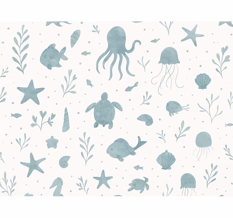 Behang kinderkamer blauw en wit maritiem thema - TenStickers