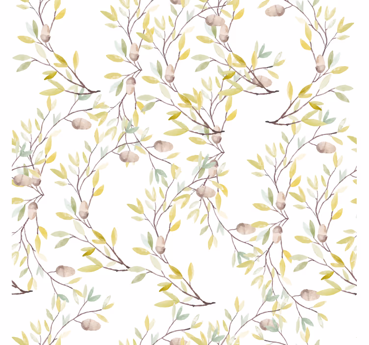 Behang bloemen origineel aquarel groen bladeren patroon - TenStickers