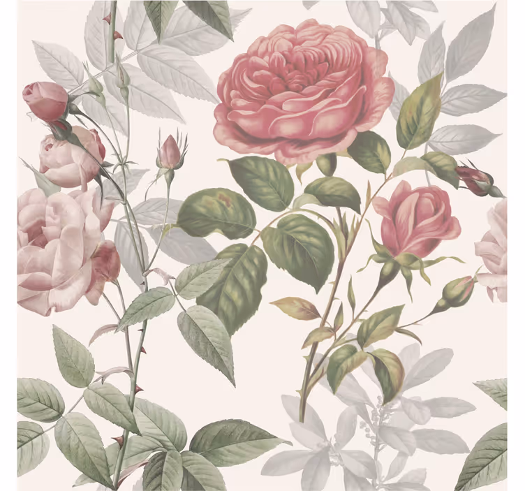 Behang bloemen met rozenpatroon - TenStickers