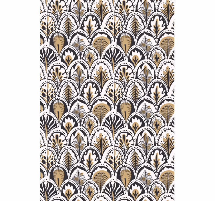 Behang bloemen gouden patroon - TenStickers