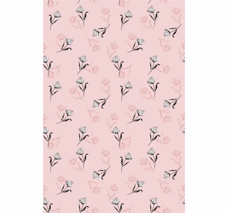 Behang bloemen witte lelies op roze achtergrond - TenStickers
