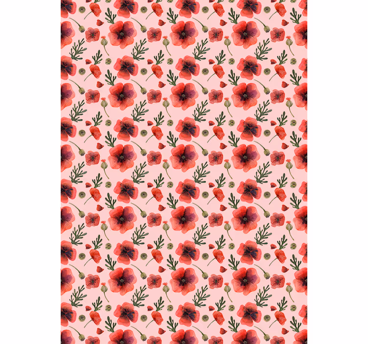 Behang bloemen aquarel klaprozen - TenStickers