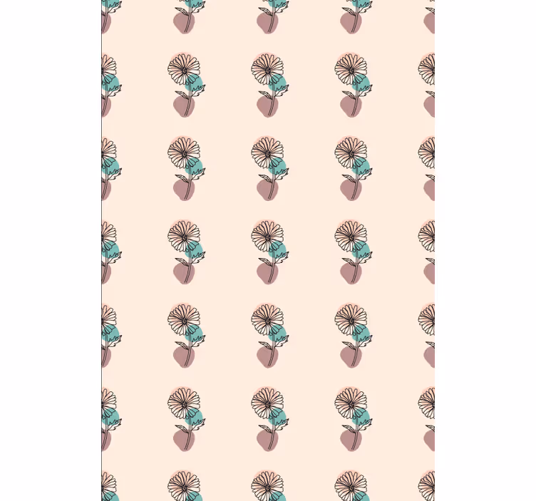 Behang bloemen madeliefjes natuur lijntekening ontwerp - TenStickers