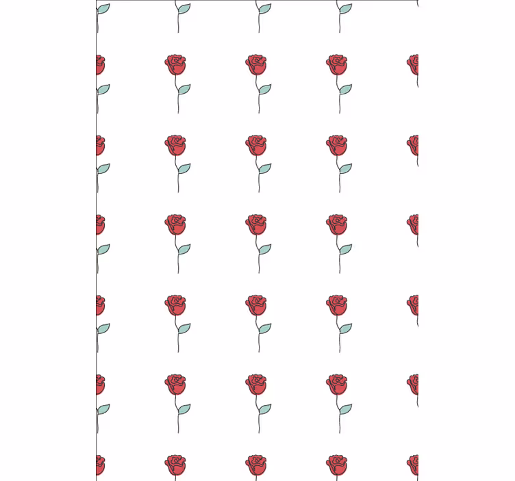 Behang bloemen schattig rood rozen lijntekening ontwerp - TenStickers