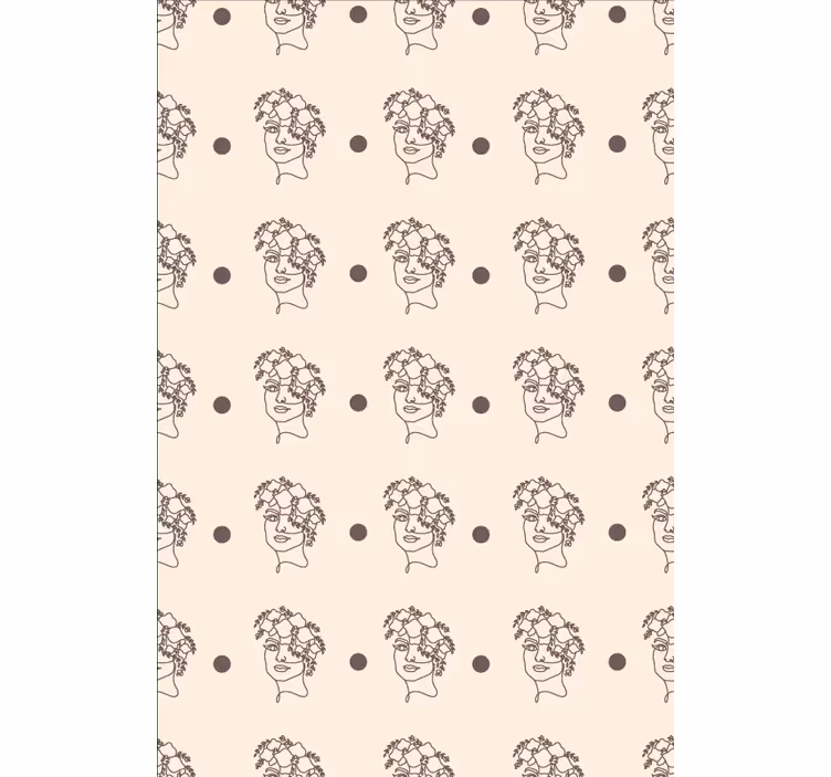 Behang bloemen silhouet minimalistische schattige vrouw - TenStickers