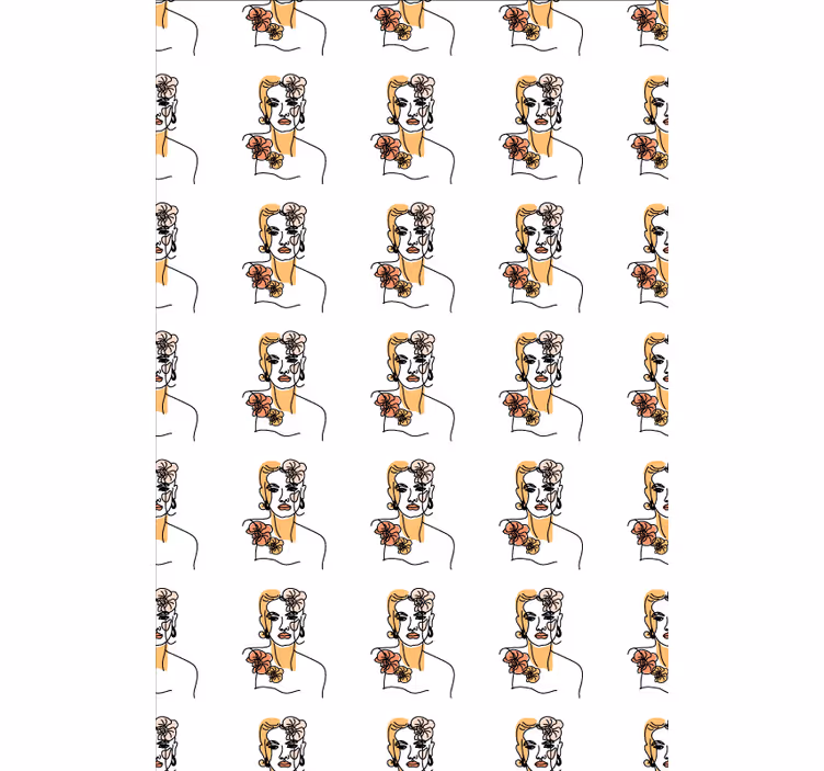 Behang bloemsierkunst minimalistisch gezicht met orchideeën - TenStickers