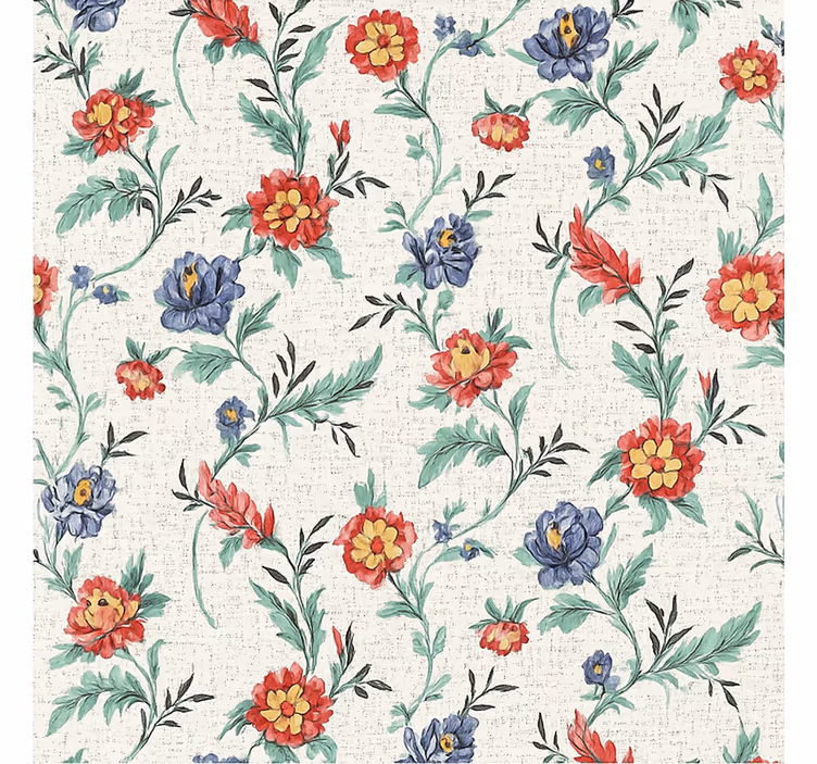 Behang slaapkamer retro bloemen design - TenStickers