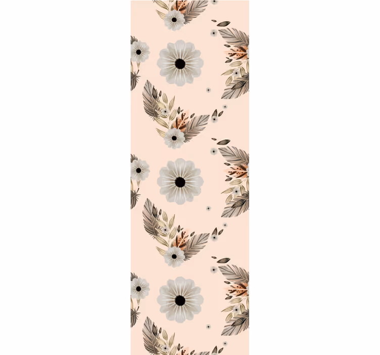 Behang slaapkamer roze en zwarte pastel bloemen patroon - TenStickers
