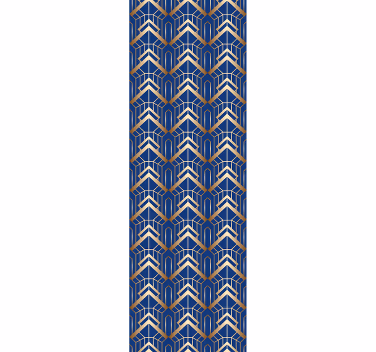 Behang slaapkamer modern kunst blauw en gouden patroon - TenStickers