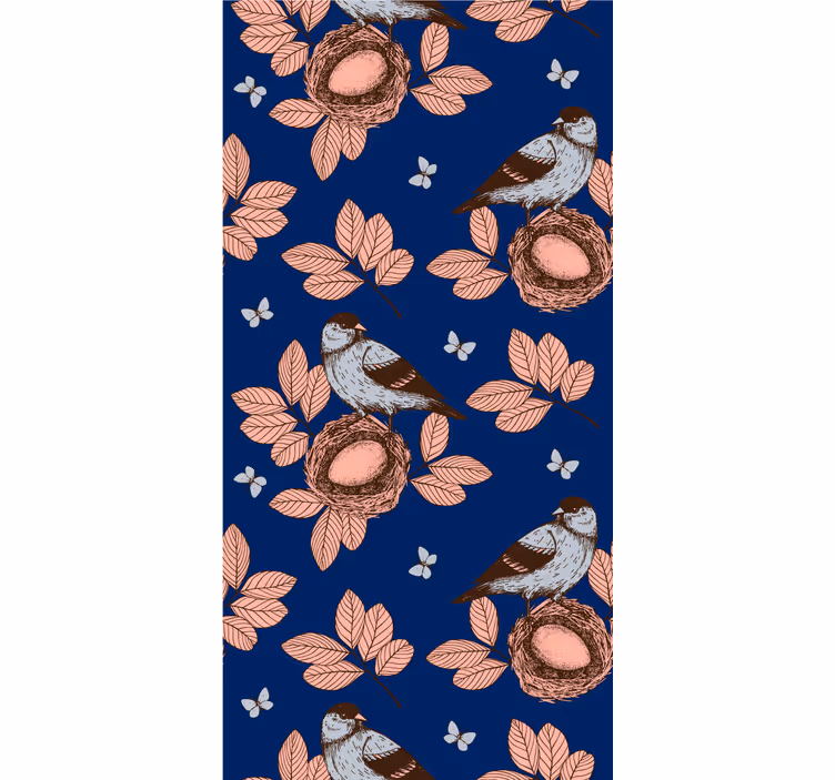 Behang slaapkamer in afrikaanse stijl met blauw vogelnest - TenStickers