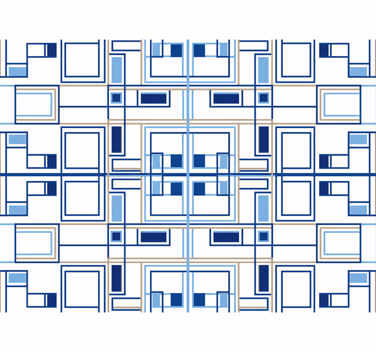 Behang vierkant geometrische vormen blauw - TenStickers