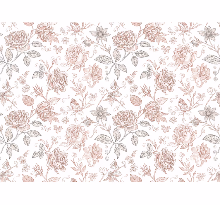 Behang bloemen vintage rozen schets - TenStickers