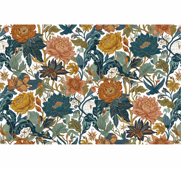 Behang bloemen wanddecoratie reislust stijl - TenStickers
