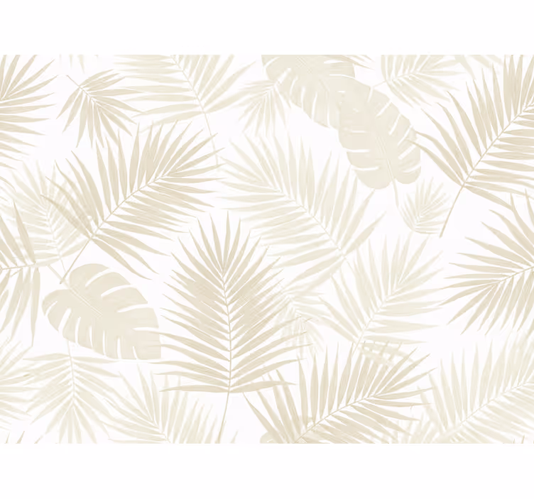 Behang bloemen palmbladeren in crème - TenStickers