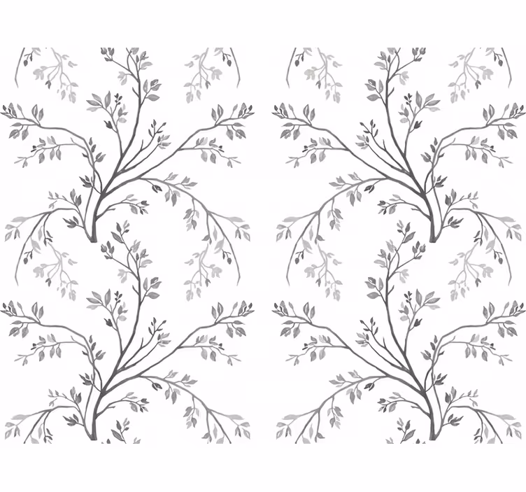 Behang bloemen grijze zachte takken - TenStickers