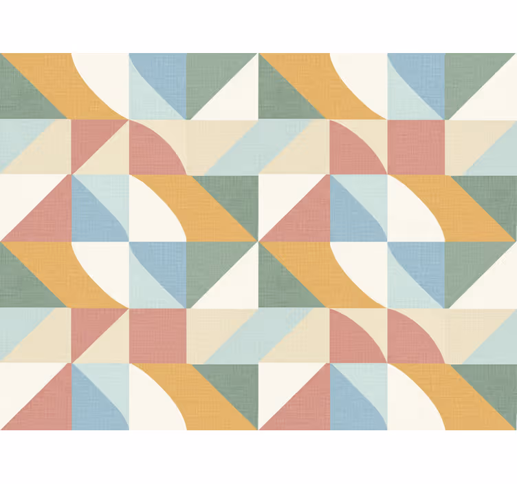 Rustiek behang geometrische vormen in lichte kleuren - TenStickers