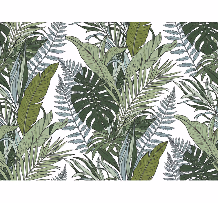 Behang bloemen exotische bladeren symfonie - TenStickers