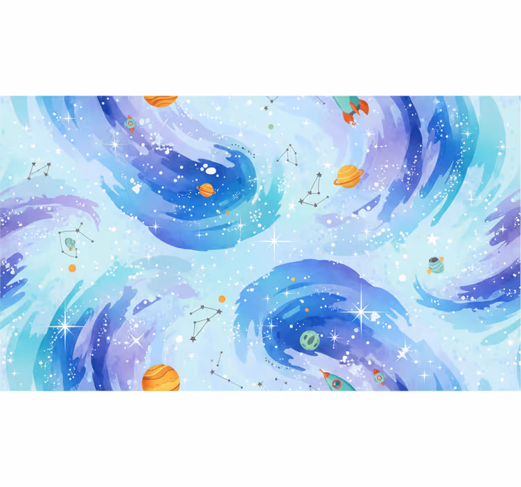 Behang kinderkamer galaxy stijl lichtblauw - TenStickers