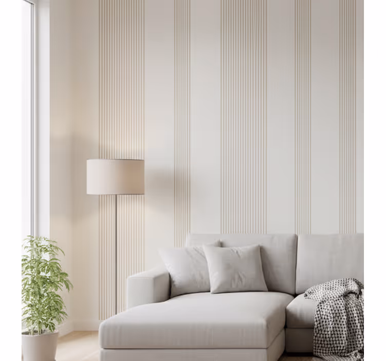 Behang verticale strepen minimalistische crèmekleurige wrap - TenStickers