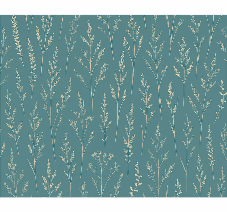 Behang bloemen verbleekt teal wilde weide - TenStickers