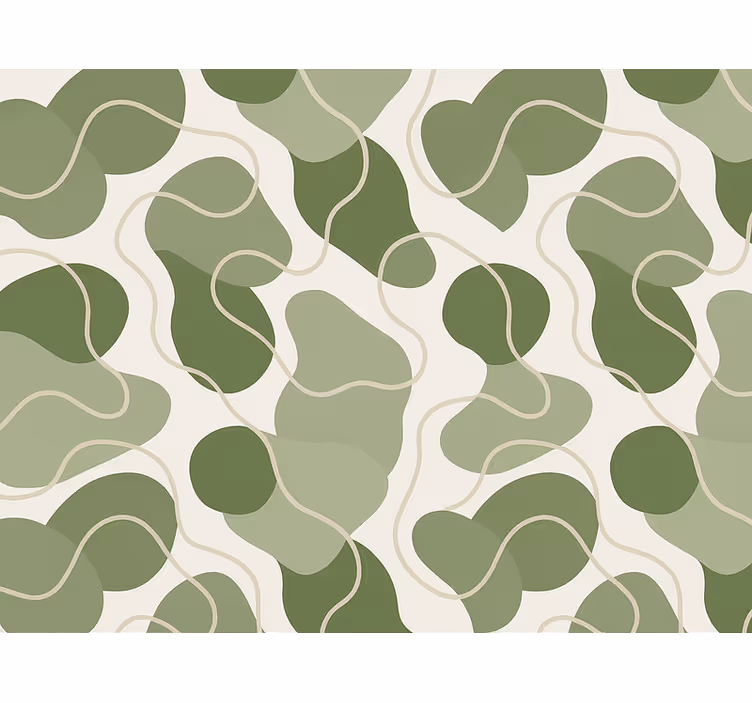 Abstract behang moddergroene organische flow - TenStickers