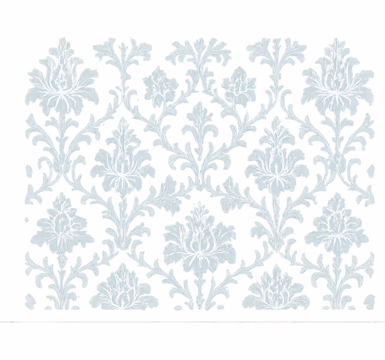 Behang bloemen licht en luchtig blauw damast - TenStickers