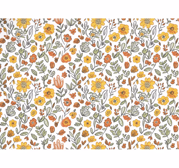Behang bloemen rustieke tuin geel - TenStickers